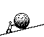 Sisyphus pushing boulder